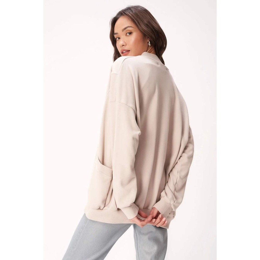 Project Social T Mckinley Zip Front Jacket in Raw Linen